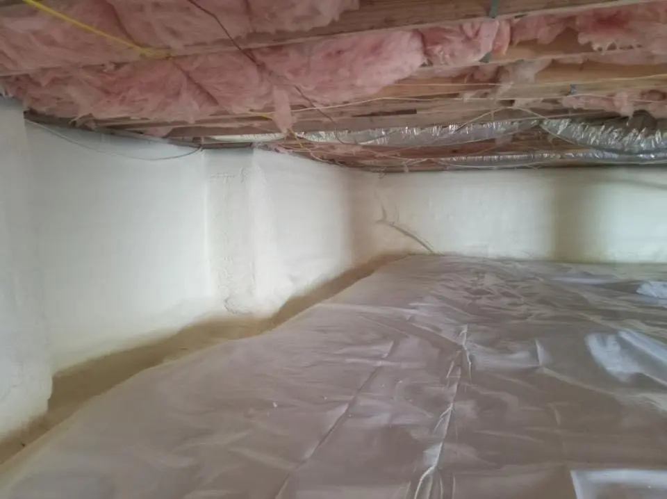 Crawl space encapsulation with closed-cell spray foam for Roof Maintenance in Honeygo